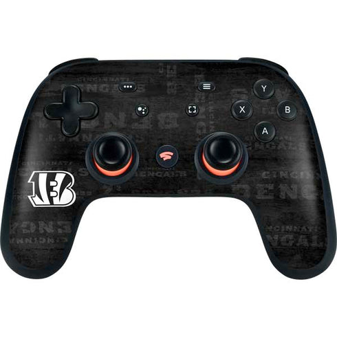 NFL Cincinnati Bengals Black & White Google Stadia Controller Skin
